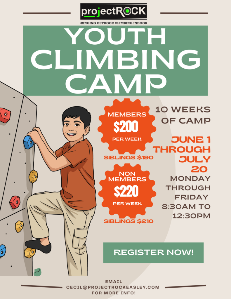 Youth Climbing Camp 2026 all Summer at projectROCK in Easley, SC