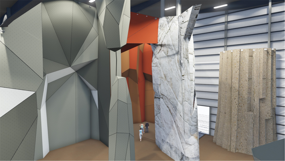 A rendering of projectROCK - outdoor climbing indoors