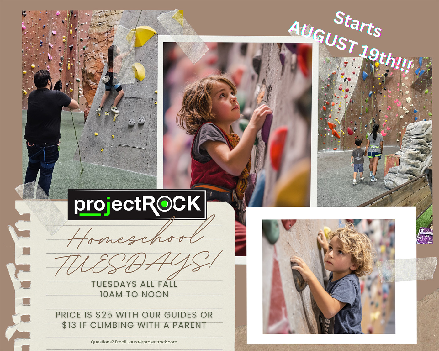 Homeschool Tuesdays at back for the Fall at projectROCK