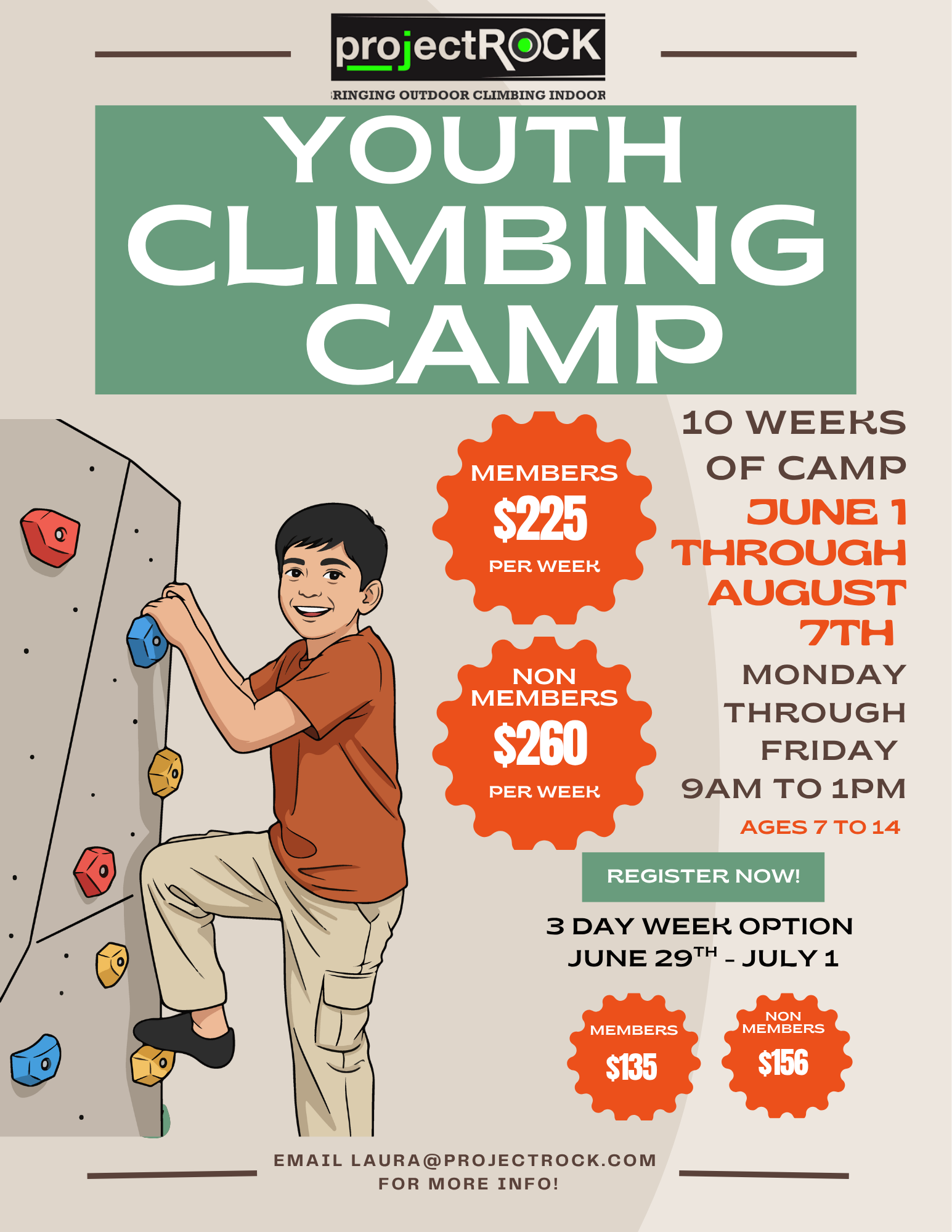 Youth Climbing Camp in Florida at projectROCK in Oakland Park